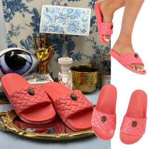 🆕 KURT GEIGER LONDON 🧿 NWOT Meena Eagle Quilted Slide, Salmon - Sz 41 US10